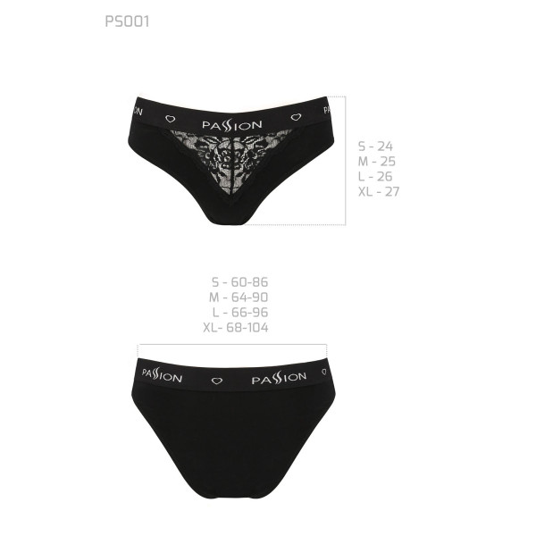 Трусики с широкой резинкой и кружевом Passion PS001 PANTIES black, размер S