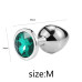 Металлическая анальная пробка Silver Emerald, размер M