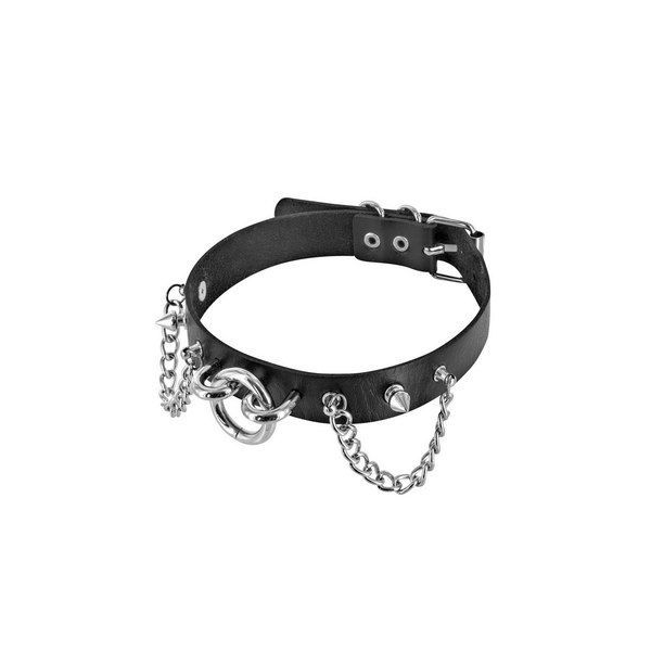 Ошейник цепочками с шипами и кольцом Fetish Tentation Choker Rings and Chains