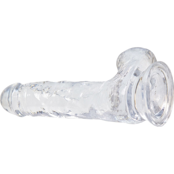 Прозрачный фаллоимитатор на присоске ADDICTION — Clear Dildo with Balls 7 inch, вибропуля в подарок