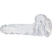 Прозрачный фаллоимитатор на присоске ADDICTION — Clear Dildo with Balls 7 inch, вибропуля в подарок
