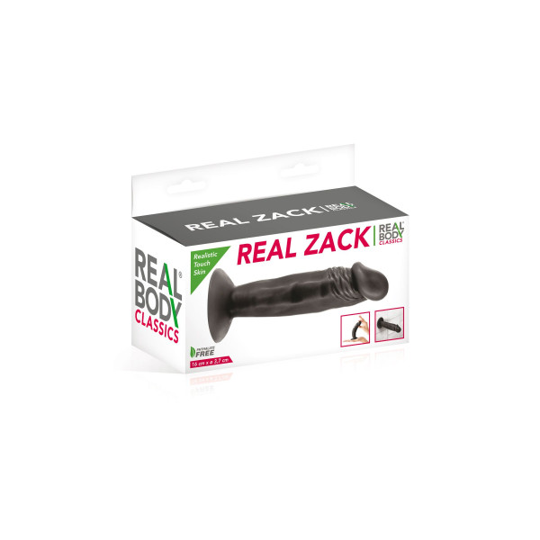 Фаллоимитатор с присоской Real Body - Real Zack Black, TPE, диаметр 3,7 см