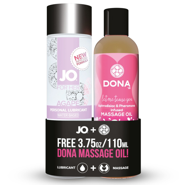 Набор смазка плюс массажный гель бесплатно System JO Agape + DONA Flirty Massage