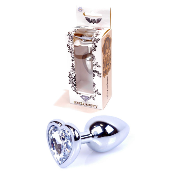 Анальная пробка Boss Series - Jewellery Silver Heart PLUG Clear S