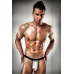 Мужские стринги с блестящим гульфиком Passion THONG silver L/XL