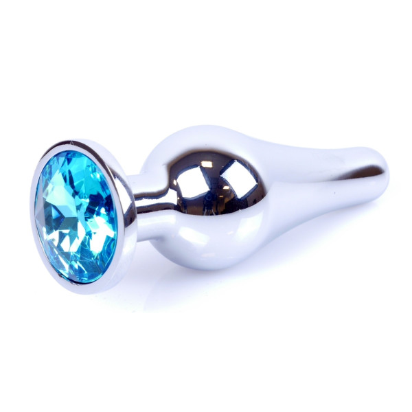 Анальная пробка Boss Series - Jewellery Silver BUTT PLUG Light Blue