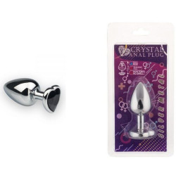 Анальная пробка, Silver Heart Black Diamond, S