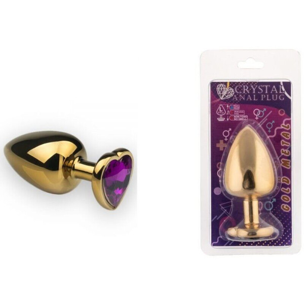 Анальная пробка, Gold Heart Amethyst, L