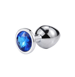 Металлическая анальная пробка, Silver Sapphire, размер S
