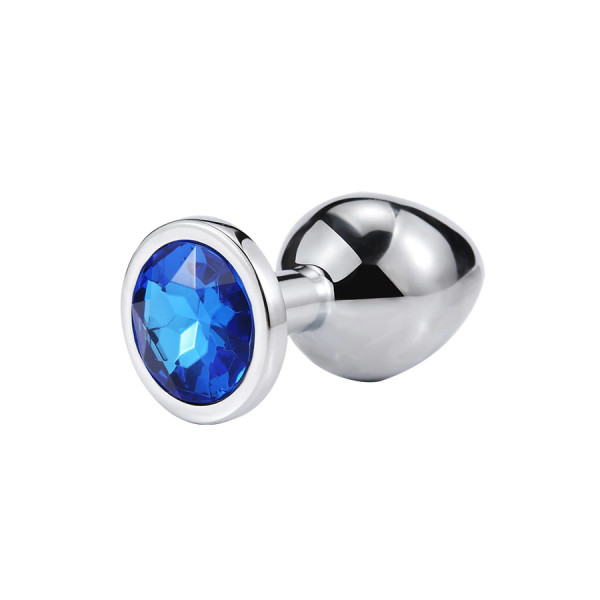 Металлическая анальная пробка, Silver Sapphire, размер S