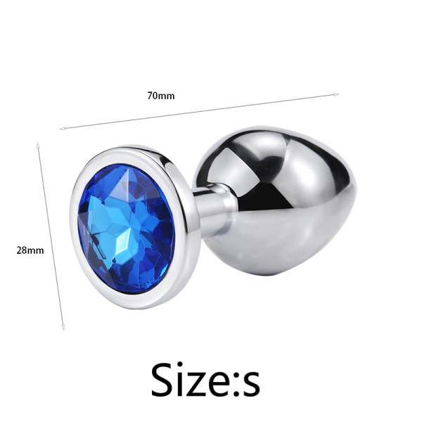 Металлическая анальная пробка, Silver Sapphire, размер S