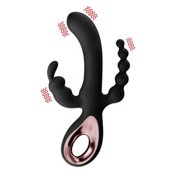 Вибратор кролик с тройной стимуляцией Smile3x, 10 частот, черный, 20 см