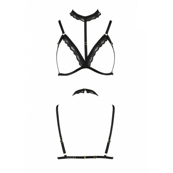 Бюстгальтер-стрепы с чокером Shelly Bra black XXL/XXXL - Passion Exclusive