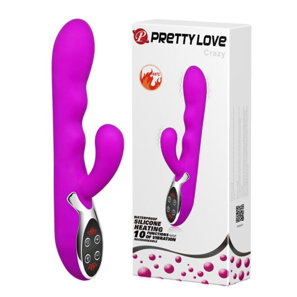 Вибратор с клиторальным стимулятором и функцией нагрева PRETTY LOVE - Crazy