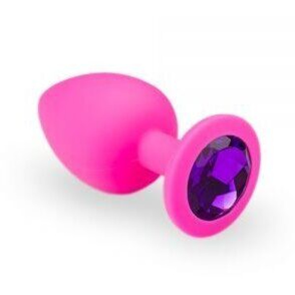 Силиконовая анальная пробка с кристаллом Pink Silicone Amethyst, размер S