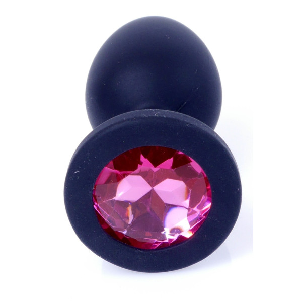 Силиконовая анальная пробка Boss Series - Jewellery Black Silicon PLUG Small Pink S