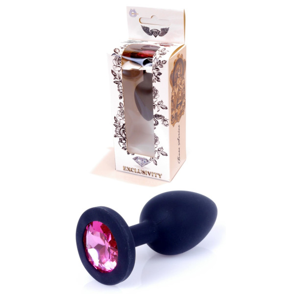 Силиконовая анальная пробка Boss Series - Jewellery Black Silicon PLUG Small Pink S