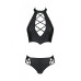 Комплект из эко-кожи: бра и трусики с имитацией шнуровки Nancy Bikini black - Passion, размер XXL/XXXL