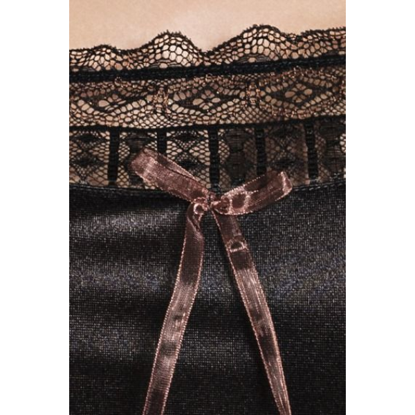 Сорочка приталенная EVANE CHEMISE black 6XL/7XL - трусики, с кружевом