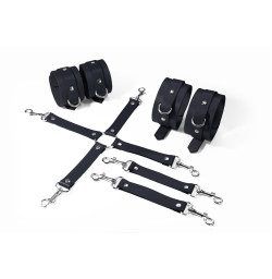 Набор для БДСМ 3 в 1 Feral Feelings BDSM Kit 3 Black, black, наручники, поножи, крестовина