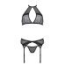 Комплект белья Passion SATARA SET XXL/XXXL black, топ, пояс для чулок, стринги