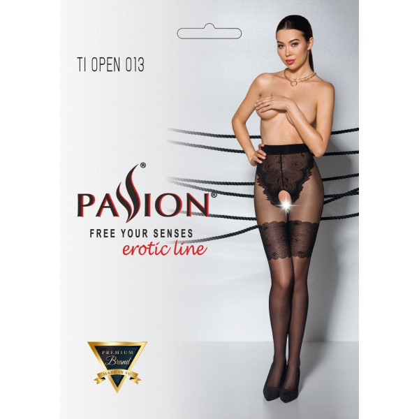 Колготки с открытым доступом Passion TIOPEN 013 black 5 (20/40 den), ажурные трусики и подвязки