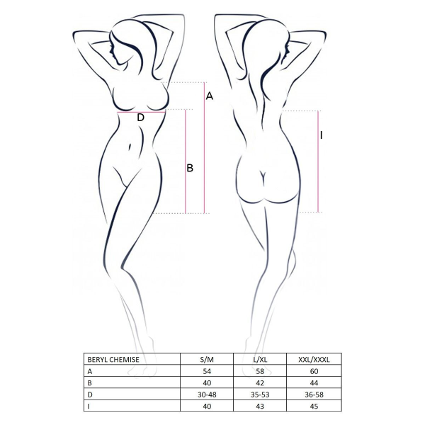 Сорочка беби долл BERYL CHEMISE S/M - трусики, полупрозрачная, лента под грудь
