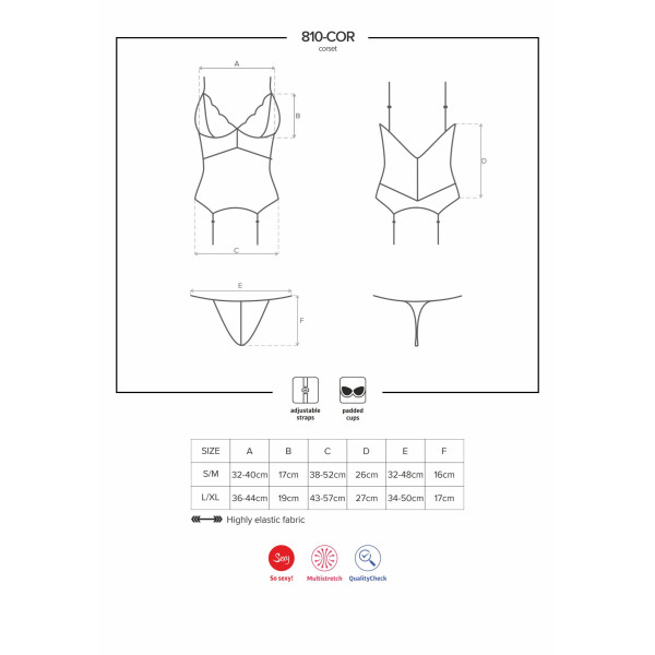 Корсет со стрингами Obsessive 810-COR-2 (S/M)
