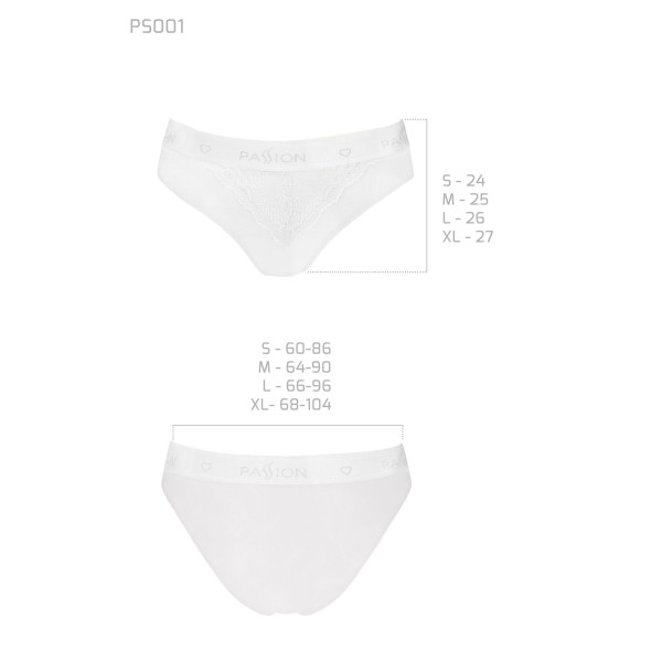 Трусики с широкой резинкой и кружевом Passion PS001 PANTIES white, размер L