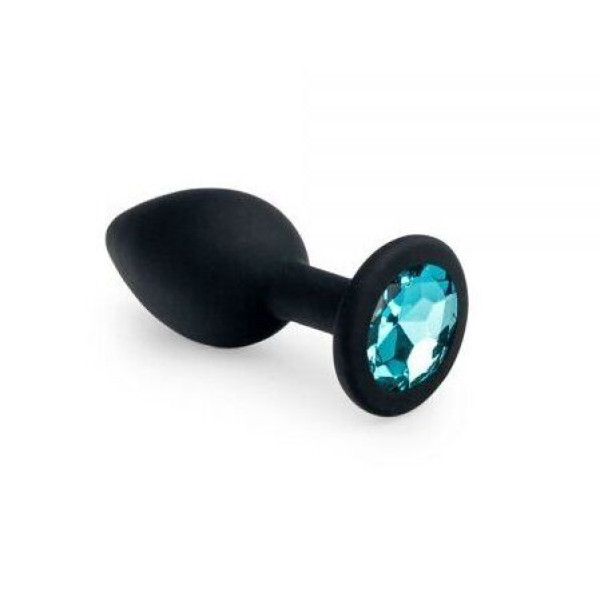Силиконовая анальная пробка с кристаллом Black Silicone Topaz, размер S