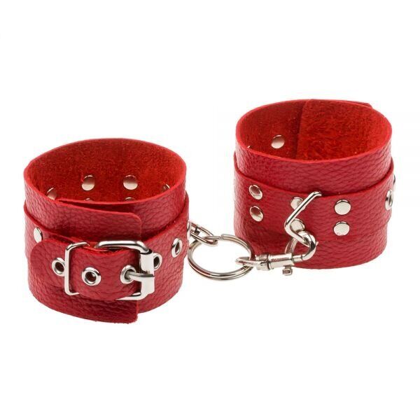 Наручники Leather Rastraints Hand Cuffs Red, красные, 240 мм
