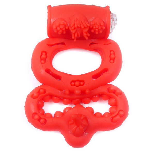 Эрекционное вибро кольцо BOSS Vibrating Duo Cock Ring Red