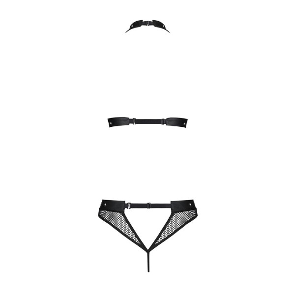 Белье с открытым доступом Passion MOONLIGHT SET XXL/XXXL black, топ, стринги