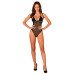 Прозрачное боди Obsessive Selinne teddy XL/2XL Black, мелкая сетка, двойные бретели
