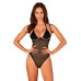 Прозрачное боди Obsessive Selinne teddy XL/2XL Black, мелкая сетка, двойные бретели