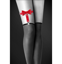 Гартер на ногу Bijoux Pour Toi - WITH BOW Red, сексуальная подвязка с бантиком, экокожа