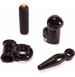 Мини вибронабор Pornhub Dirty Weekend Kit (вибропуля, эрекционное кольцо, пробка, насадка на палец)