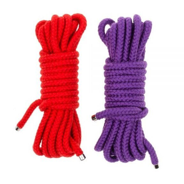 Набор веревок для бондажа Submission 5М Purple&Red, красная + фиолетовая