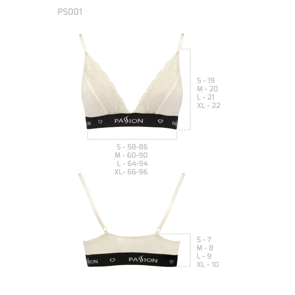 Эластичный топ с кружевом Passion PS001 TOP ecru, размер XL