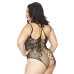 SO8609 Тедди с открытым доступом Leg Avenue Net and lace crotchless teddy 1X–2X Black, шнуровка на с