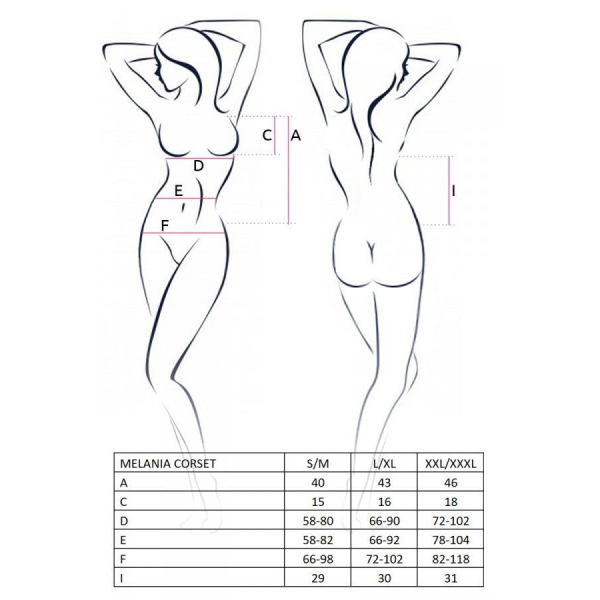 Корсет с пажами MELANIA CORSET black L/XL - трусики