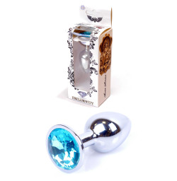 Анальная пробка Boss Series - Jewellery Silver PLUG Light Blue S
