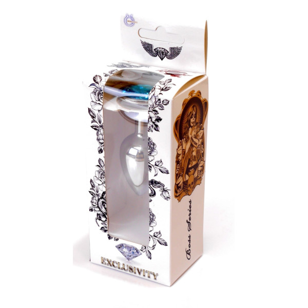 Анальная пробка Boss Series - Jewellery Silver PLUG Light Blue S