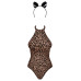 Эротический костюм леопарда Obsessive Leocatia teddy XXL, боди, обруч с ушками