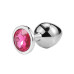 Металлическая анальная пробка, Silver Pink Topaz, размер M