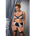 Комплект белья LARISA SET black 6XL/7XL: лиф, широкий пояс для чулок, стринги