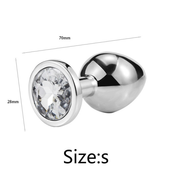 Металлическая анальная пробка, Silver Diamond, размер S