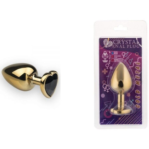 Анальная пробка, Gold Heart Black Diamond, M