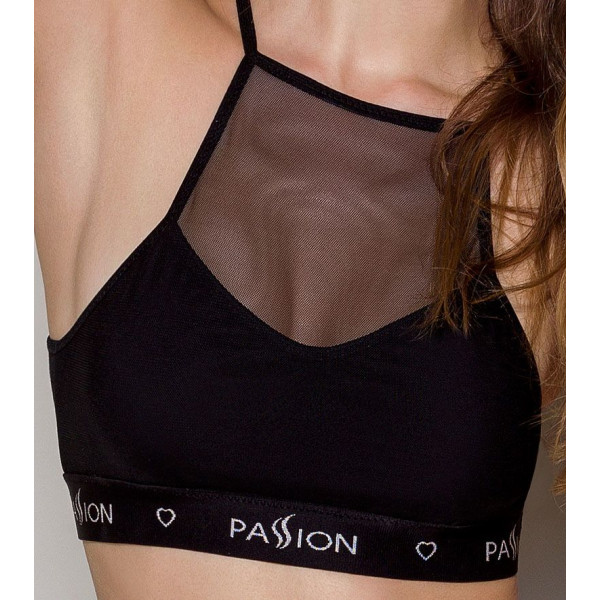 Спортивный топ с прозрачной вставкой Passion PS006 TOP black, размер M