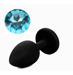 Силиконовая анальная пробка с кристаллом Silicon Black 12, размер S